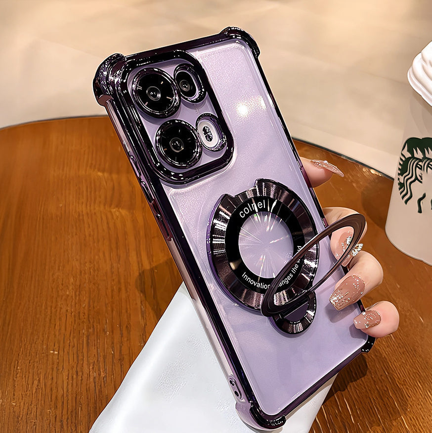 Oppo Reno 13 5G Original Luxury Magnifier Ring Stand Shockproof Airbags Corner Case