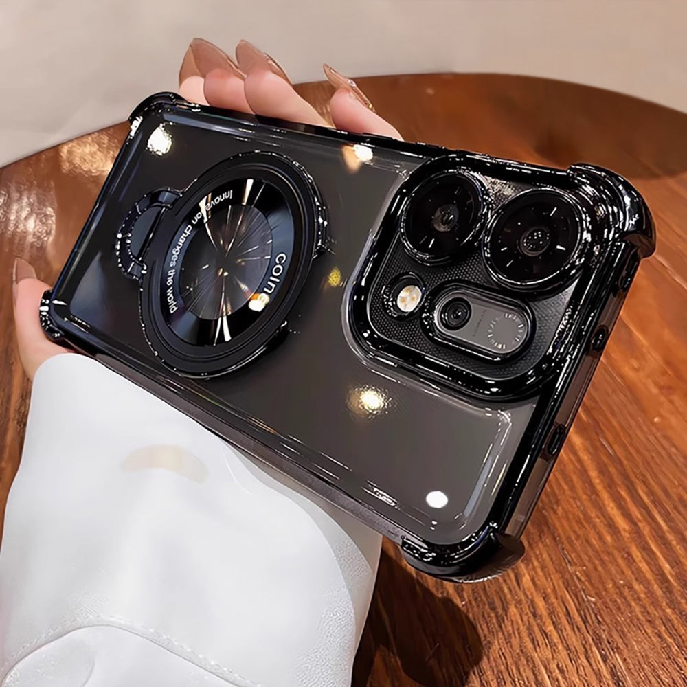 Oppo Reno 14 5G Original Luxury Magnifier Ring Stand Shockproof Airbags Corner Case