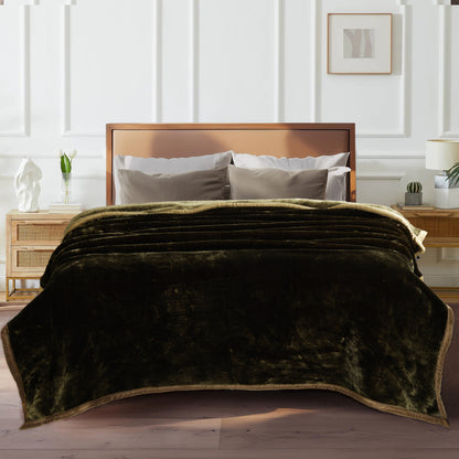 Olive Shade - Premium Double Bed Winter Mink Blanket