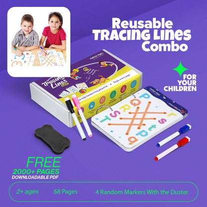 50% OFF - 68 Pages Reusable Tracing Line book to improve HAND WRITING For kids + (FREE Learning 2000+ pages PDF worksheet for kids📚 )