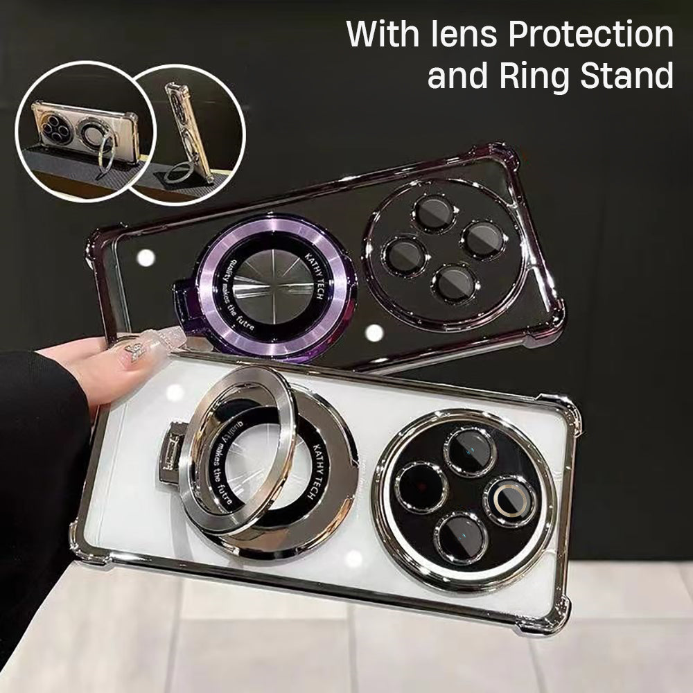 Vivo T4 5G Original Luxury Magnifier Ring Stand Shockproof Airbags Corner Case