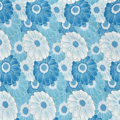 Fabicra Blue Blossom Cotton Elastic Fitted King Size Double Bed Bedsheet with 2 Pillow Covers