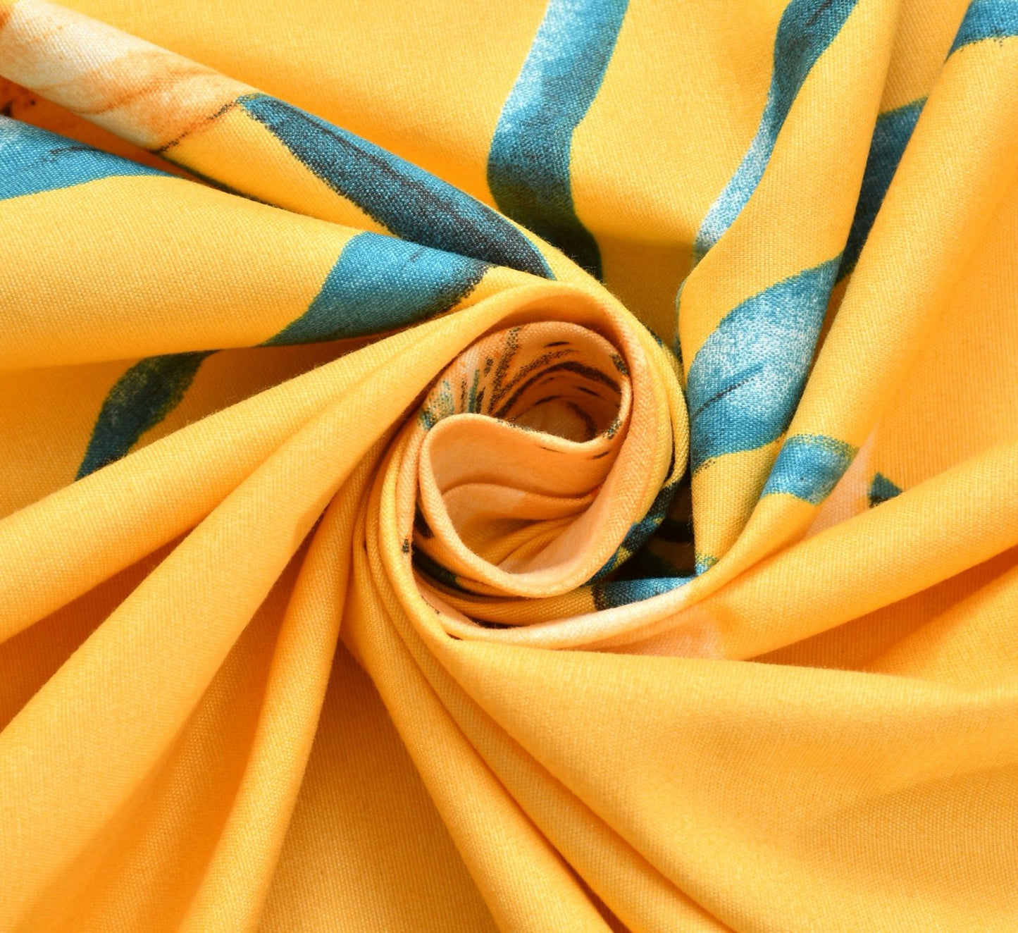 BOGO Fabicra Yellow Blossom Floral Cotton Elastic Fitted King Size Double Bed Bedsheet with 2 Pillow Covers