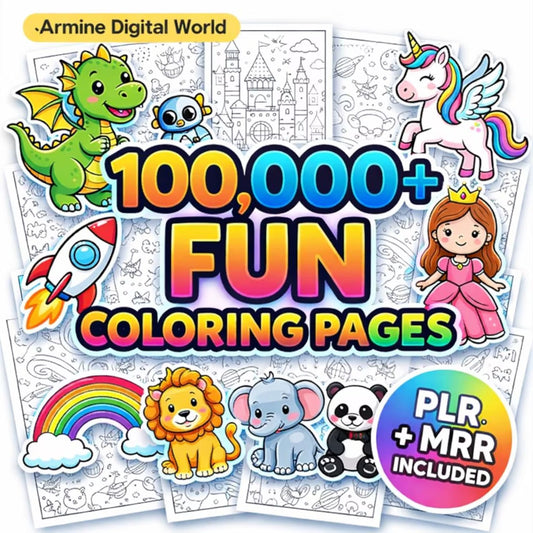 100,000+ Coloring Bundle Pack , PLR/MRR Rights PDF Download
